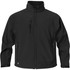 A black men's crew bonded shell jacket featuring a high collar and multiple zippered pockets. Includes a logo on the garment.