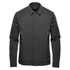 A black men's Soho jacket featuring a button front and a stylish design, with a logo on the chest.