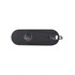 A black Aster Flash Drive with a metallic silver clip for easy attachment, featuring a sleek oval design.