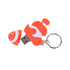 An orange fish-shaped flash drive with a keychain attachment, featuring a removable head.