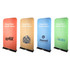 Four promotional banners in orange, blue, and green colours, featuring various logos and the phrase "Clean Your Hands Here".