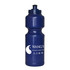 A drink bottle in dark blue with a screw top lid and a logo displayed on the front.