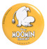 A round yellow button badge featuring a character from Moomin, with the text "The Moomin Shop" and a logo.