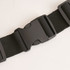 A black running belt featuring adjustable straps and a plastic buckle for secure fastening.