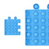 A blue Puzzle Shape Pop It Fidget Toy featuring multiple poppable bubbles in different shapes and sizes.