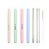 A set of eco-friendly straws in pastel colours, including a cleaning brush, with a logo on each case.