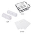 A lightweight white light, a black wire basket, and two white dividers arranged in a compact layout.