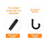 Two types of black handles for umbrellas: an ABS straight handle and an ABS hook handle, both featuring logos.
