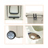 A 120L cooler box in beige with wheels, handle, locking tab, and metal bottle opener featured on the side.