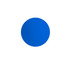 A blue lacrosse ball featuring a smooth surface and a logo.