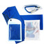 A blue cooling towel with a carabiner and a storage pouch, featuring a logo.
