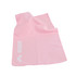 A pink quick dry towel with a logo, featuring a smooth texture and lightweight design.