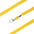 A bright yellow bootlace lanyard featuring a metal clip attachment.