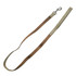 A detailed woven dog leash in brown and cream, featuring a sturdy clip and an integrated handle.