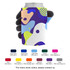 A drink bottle holder featuring a colourful abstract design in blue, purple, and yellow, with a black grip.