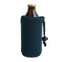 A drink bottle holder in dark green neoprene, featuring an adjustable cord for easy carrying.