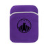 A purple tablet PC bag featuring a logo on the front and a zip closure at the top.