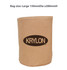 A large washable kraft paper bag in natural brown with a circular base, featuring a logo.