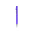 A purple pen with a silver clip and a sleek design, featuring a logo.