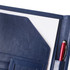 A4 Business Compendium in navy blue with a notepad, a pen, and various pockets for organisation.