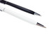 Aluminium Cross Pens in black and white, featuring chrome accents and a branding logo on the surface.