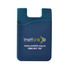 A blue smart wallet featuring a textured design and a logo. Ideal for holding cards and small items.