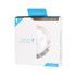 A wireless charger in a sleek, clear design with a blue and white box featuring a logo.