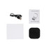 A set of black true wireless earbuds, a charging case, a USB charging cable, and a quick start guide.