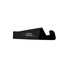 A black V-shaped stand designed for iPhones and iPads, featuring a logo. Ideal for holding devices securely.