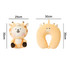 A plush travel pillow shaped like a sitting giraffe in soft orange and cream colours, with a removable neck pillow option.