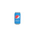 A blue drink bottle resembling a Pepsi can, featuring a logo and grey accents.