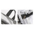 A transparent backpack in clear material with a black zipper and strap details, featuring a small zippered pocket.