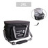 A black 24L cooler bag with a shoulder strap and a zippered pocket. It features an interior insulation lining and has a logo.