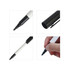 A black and white marker pen featuring a fine tip, with close-up views of the nib and barrel.