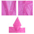 A pink reusable raincoat with a hood, featuring snap buttons and drawstring, designed for kids. Includes branding.