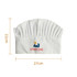 A white adult chef hat with pleats and a logo. Dimensions are 22cm in height and 27cm in width.