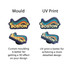 A set of decorative shoe charms featuring a rainbow design with the word "BOSTON" in various styles.