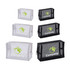 A set of nylon mesh cosmetic bags in clear and black, featuring a logo on each bag.