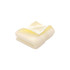 A folded embroidered cotton hand towel in soft yellow, featuring a subtle texture and a logo.