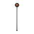 A black cocktail drink stirrer with a hexagonal top featuring a logo.