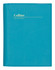 A turquoise A5 diary with a textured cover and gold branding.