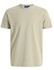 A light khaki men's premium cotton short-sleeve T-shirt with a simple design and a tag at the neckline.