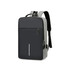 A laptop backpack in grey and black featuring a USB charging port and a sleek design with a front pocket and zippers.