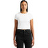 A white short-sleeved t-shirt featuring a fitted design, paired with high-waisted black jeans.