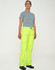 Lightweight nylon waterproof rain pants in bright neon yellow, featuring an elastic waistband and a casual fit.