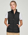 A black insulated puffer vest with a 3D cut design, featuring side pockets and a front zip.