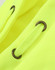 A close-up of a bright yellow safety hoodie featuring metallic eyelets and a woven drawstring.
