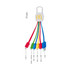 A 6-in-1 charging cable with red, blue, green, and yellow connectors for various devices, featuring a white branding logo.