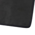 A black non-woven tote bag with a wide design, featuring a sturdy edge and a branding logo.