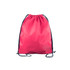 A pink polyester drawstring bag with black cords, featuring a simple design and no visible logos. A pink polyester drawstring bag with black cords, featuring a simple design and no visible logos.
